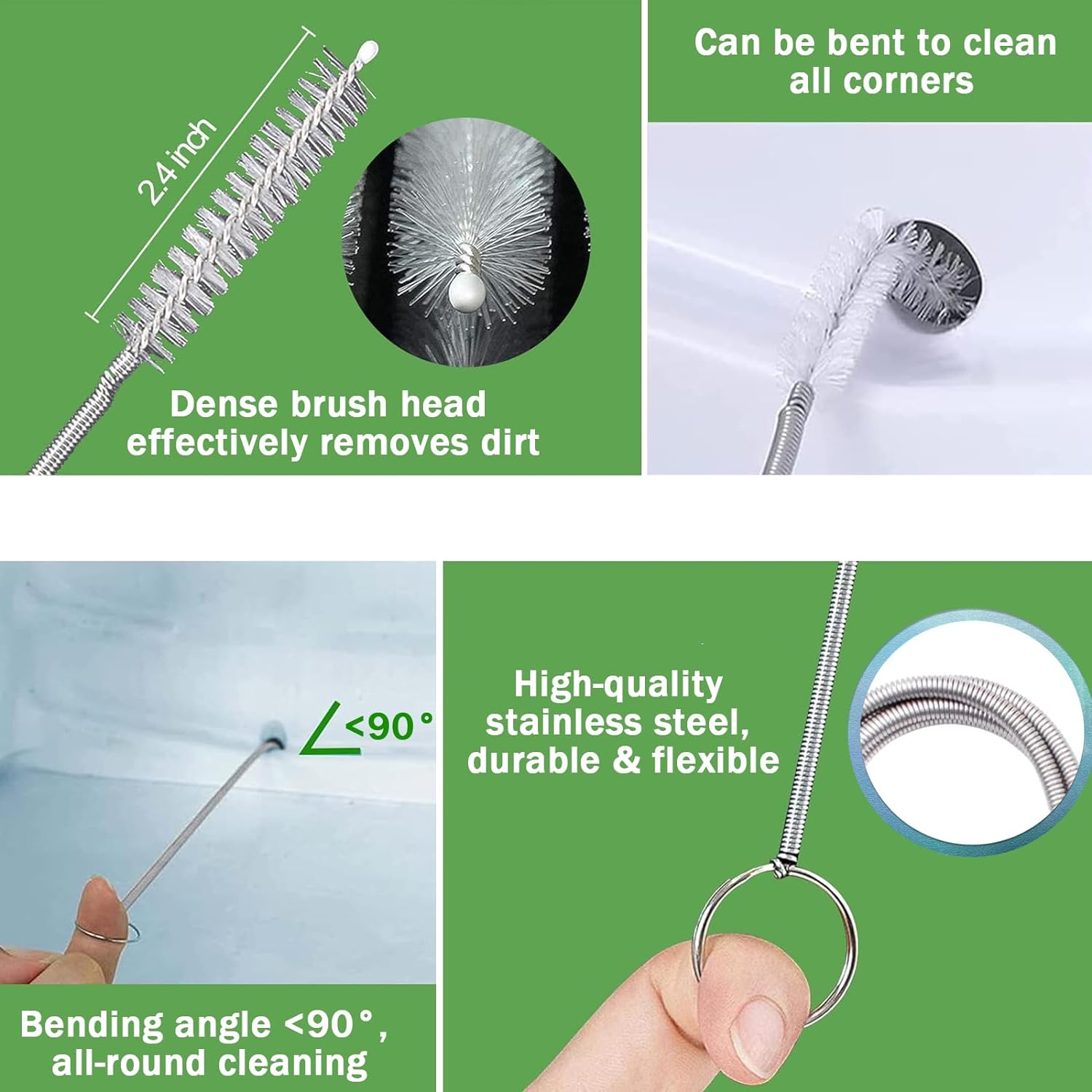 8 Pièces Outil de Nettoyage Réfrigérateur, Kit de Brosse Réfrigérateur Vidange Frigo réutilisable en acier inoxydable pour réfrigérateur, nettoyage rapide