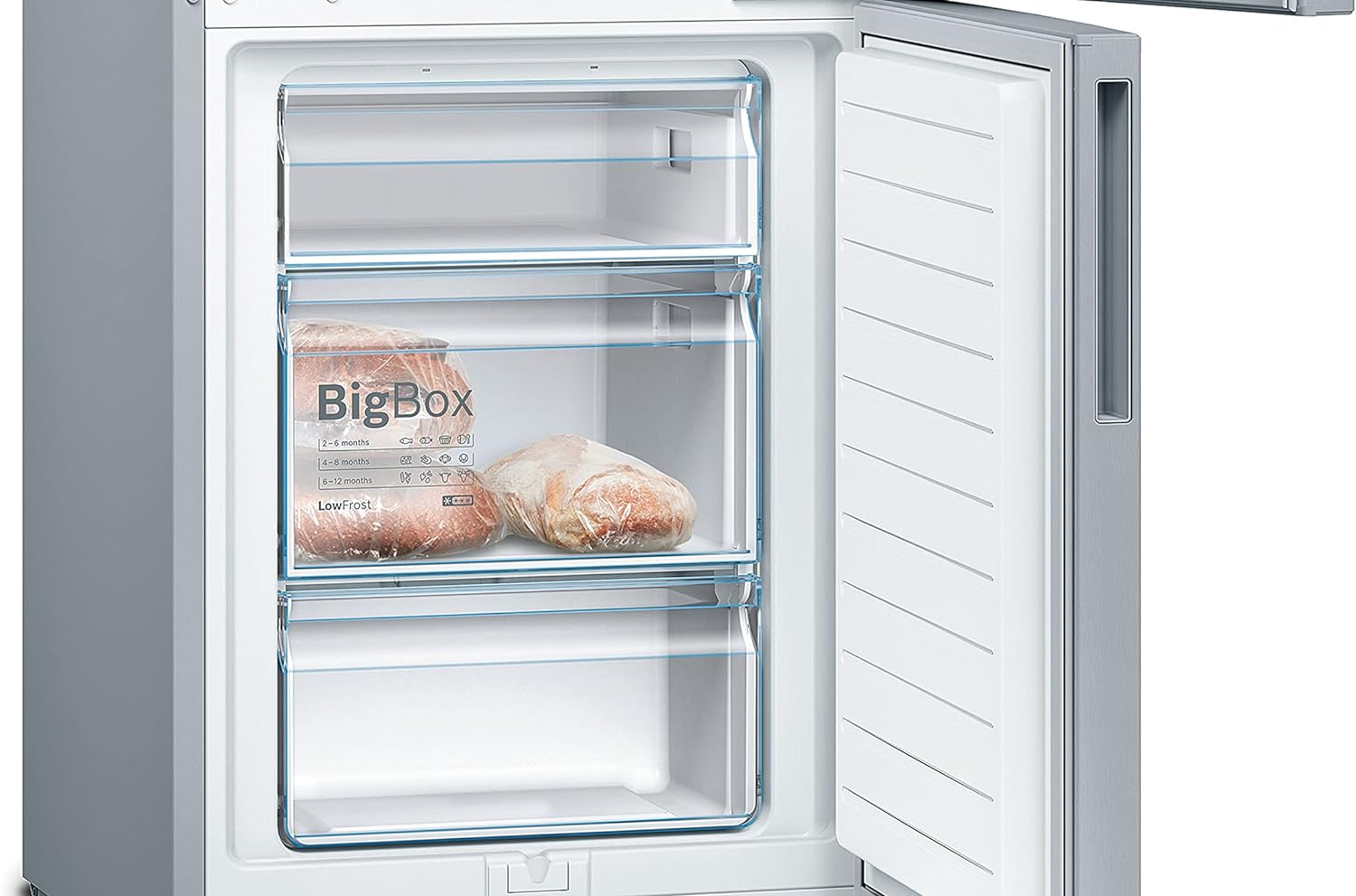 Bosch électroménager KGV33VLEAS - Réfrigérateur congélateur bas, pose libre, 288L - Froid brassé - L 60cm x H 176cm - Inox