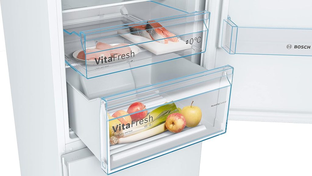 Bosch KGN36VWED Série 4 Réfrigérateur combiné pose-libre - 326 L - 186 x 60 (H x L) - Blanc