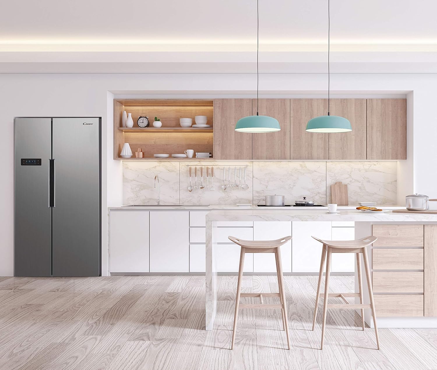 Candy CHSVN174X Réfrigérateur Side by Side - No Frost, 521L, Inox, Classe A++