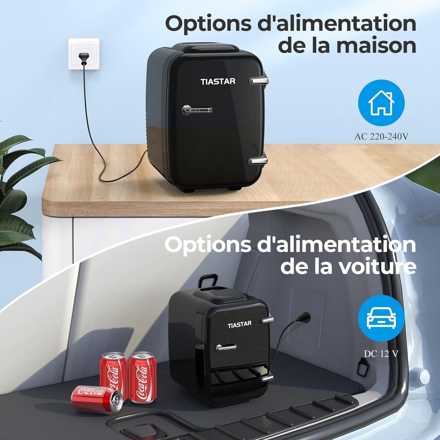 OSTBA APPLIANCE Mini Frigo Portable, 4 Litres /6 Boîtes Boissons  Soin de la peau Mini petit frigo pour Chambre, Voiture, Bureau, Deux Vitesses - Refroidisseur et Réchauffeur (Blanc)           [Classe énergétique E]