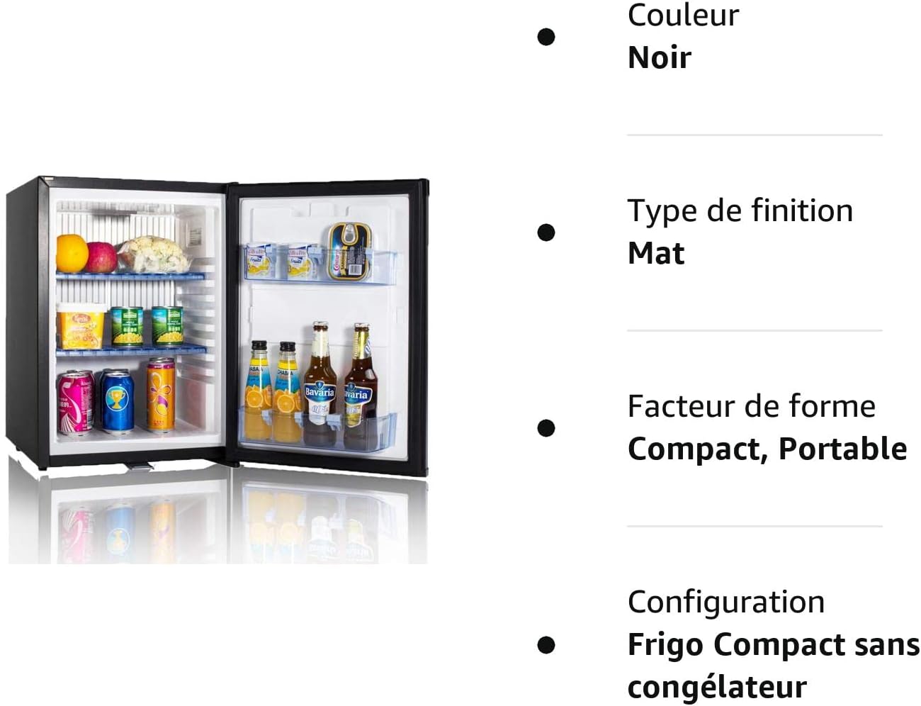 Smad Frigo Camping 12V 220V, Frigo Camping Car, avec Serrure, Frigo Caravane sans Bruit, pour Van Chambre Bureau Hôtel, 40L, Noir