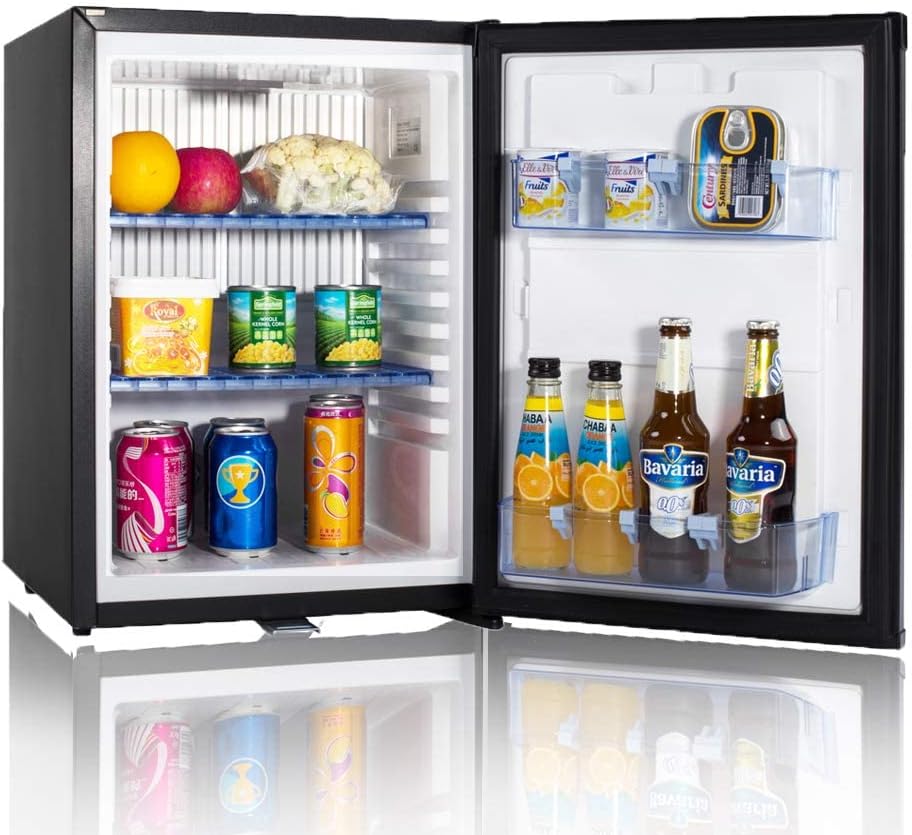 Smad Frigo Camping 12V 220V, Frigo Camping Car, avec Serrure, Frigo Caravane sans Bruit, pour Van Chambre Bureau Hôtel, 40L, Noir