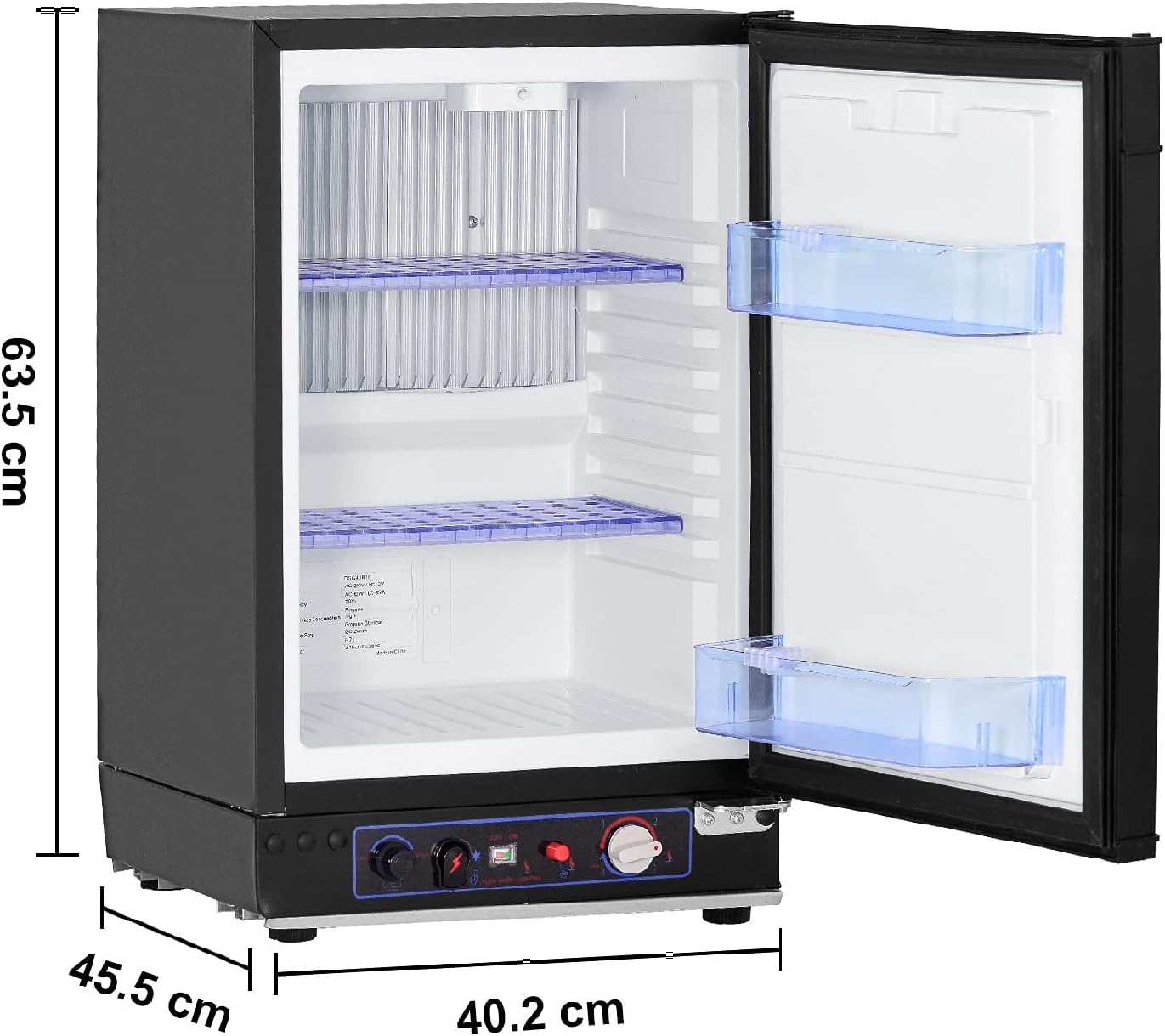 Smad Frigo Trimixte, Frigo 12V 220V Gaz, Réfrigérateur Camping 40L, pour Camping-Car Camion Caravane Fourgon, 30mbar, Noir